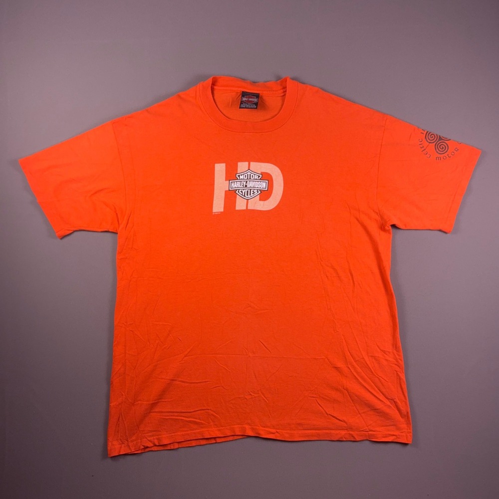 Vintage 90s Harley Davidson T Shirt XXL Orange Single Stitch Celtic Ireland 1996